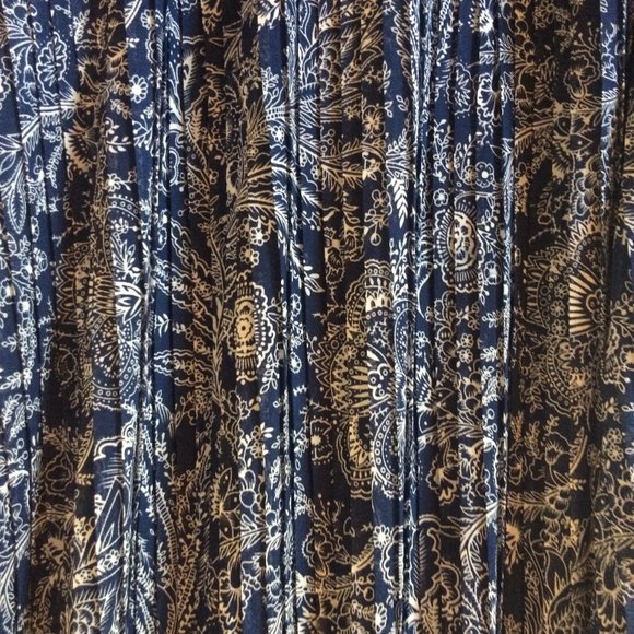 Cathy Daniels blue floral pleated elastic waist maxi skirt sz XL - Picture 3 of 5